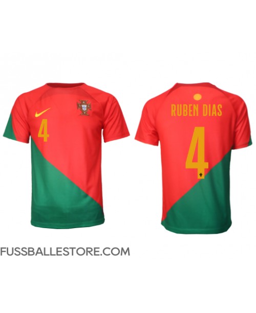Günstige Portugal Ruben Dias #4 Heimtrikot WM 2022 Kurzarm